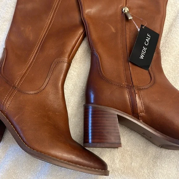 NEW $265 Naturalizer Edit Ebba Brown leather Wide heel boot women size 7
